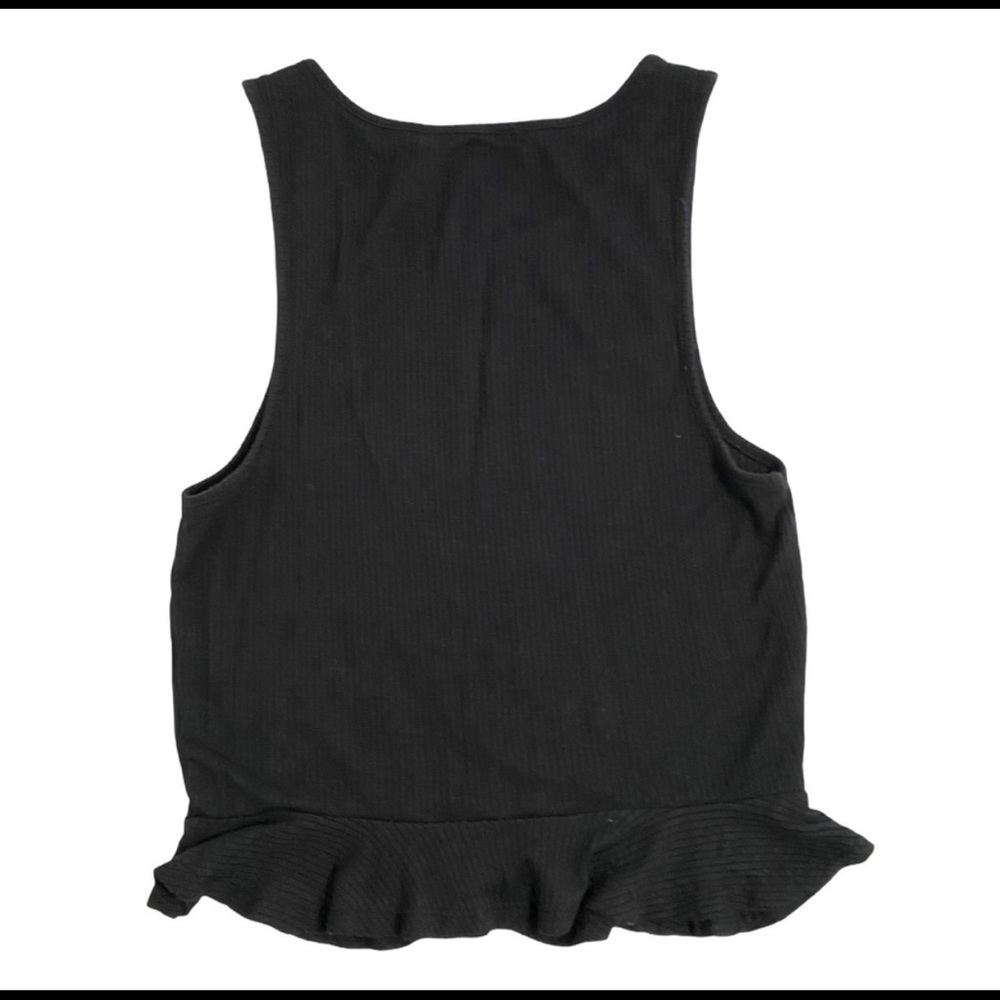 Forever 21 Black Ruffled Hem Crop Tank Top